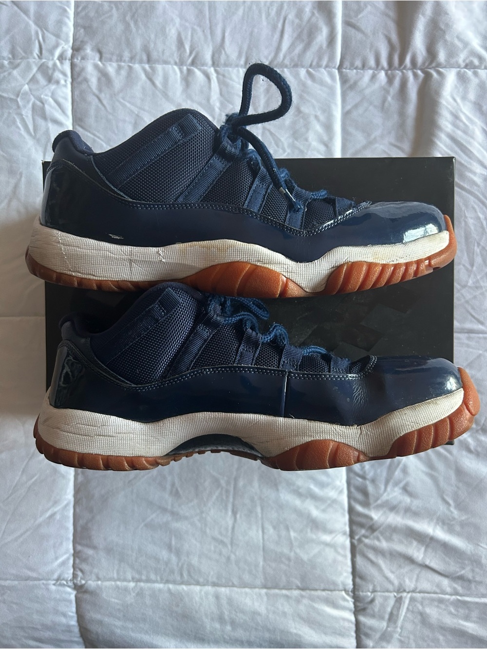 Jordan Navy Blue and Gum-Soled Low-Top Sneakers - Picture 11 of 13
